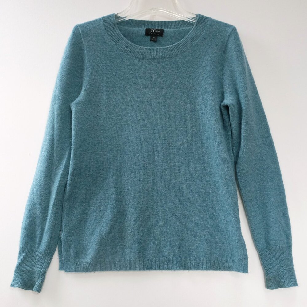 J CREW 100% Cashmere Crewneck Sweater XS Heather Mineral Style #K1313